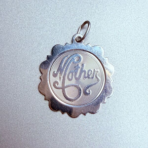 Mother Script Silver Pendant Charm